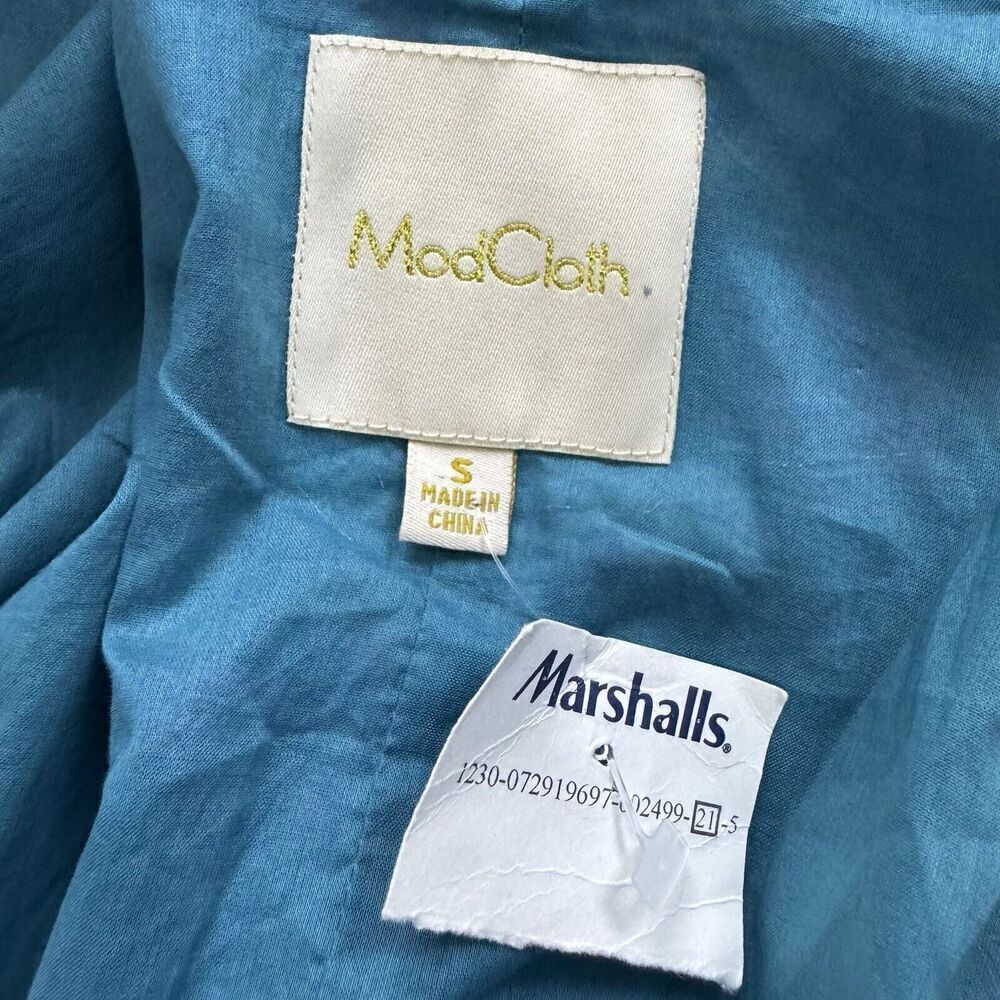 ModCloth Floral Midi Dress Small Teal Multicolor Stars Asymmetric Hem Fairy Y2K - Picture 14 of 15